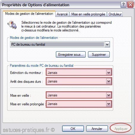 desactiver l ecran de veille sur xp 1