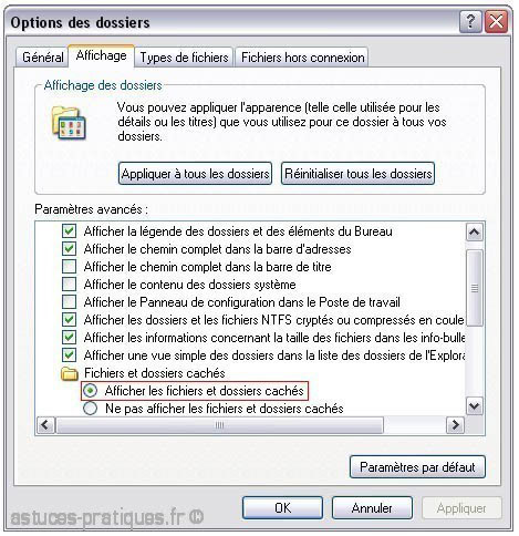 faire apparaitre les fichiers caches sur xp 1 faire apparaitre les fichiers caches sur xp 1