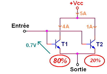 transistor en parallele et resistance 5