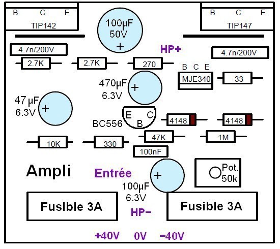 ampli 100w ultra simple typon et schema 1
