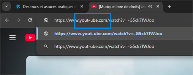 Ajout d'un tiret entre t et u dans youtube de l'url