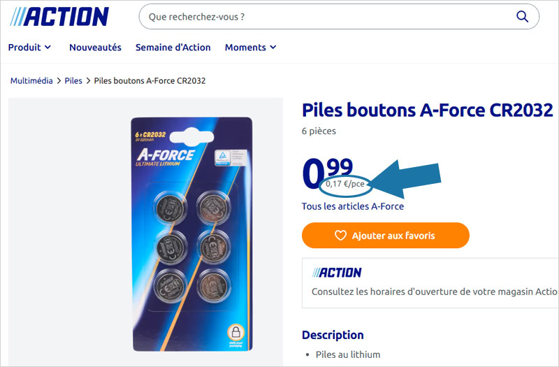 Acheter des piles CR2032 au meilleur prix chez Action