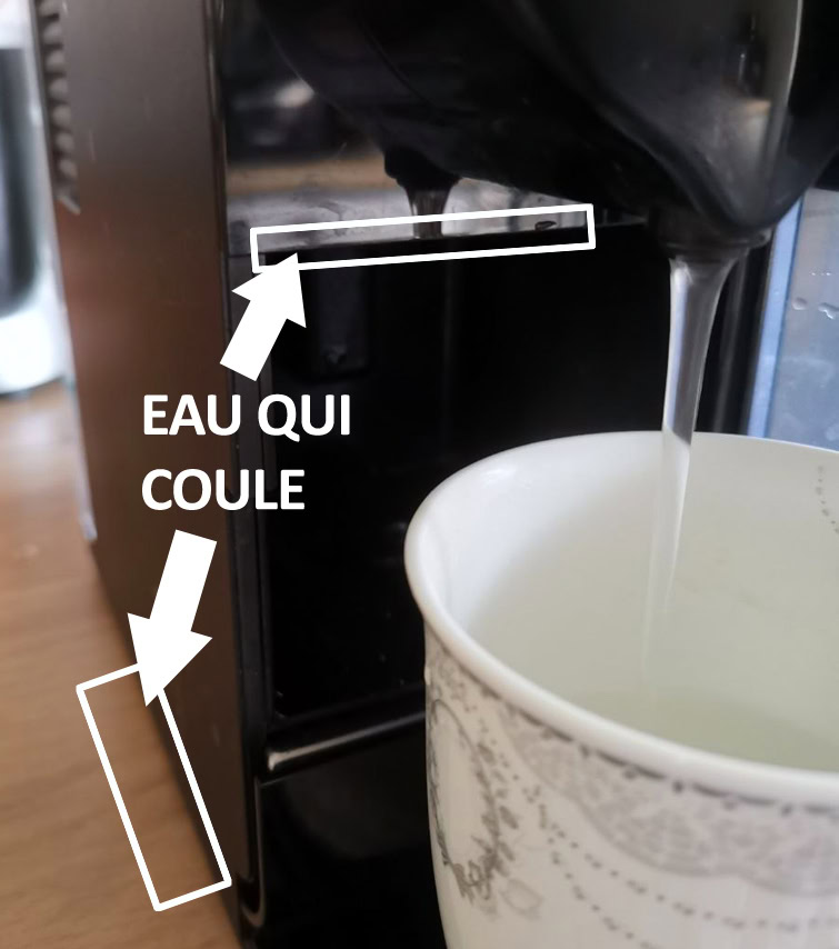 Détection de l'eau qui coule à l'utilisation de Nespresso Lattissima De'Longhi