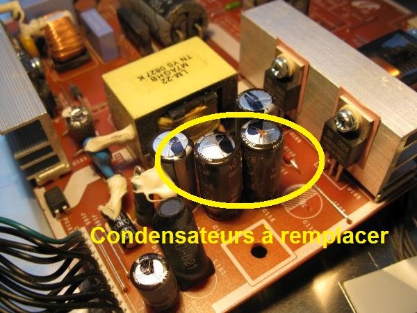 panne écran plat condensateurs