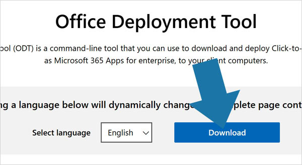 Télécharger et enregistrer office deployment tool