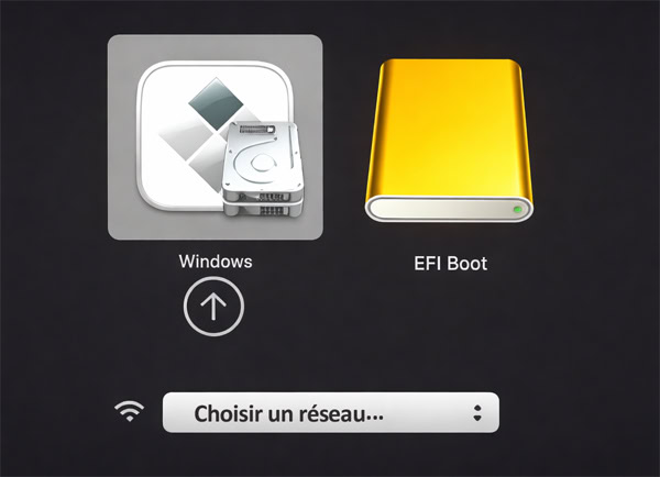 Menu Boot sur Mac pour lancer le démarrage sur la clé USB
