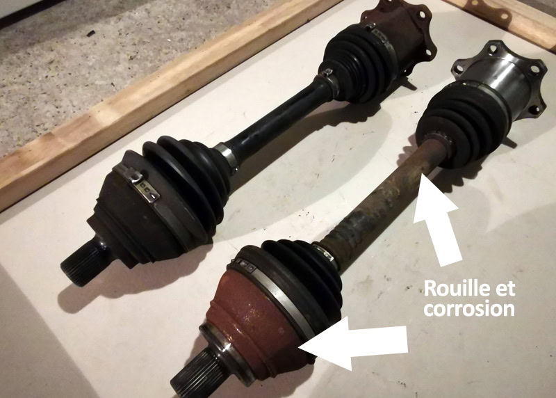 Rouille et corrosion sur un cardan Stark