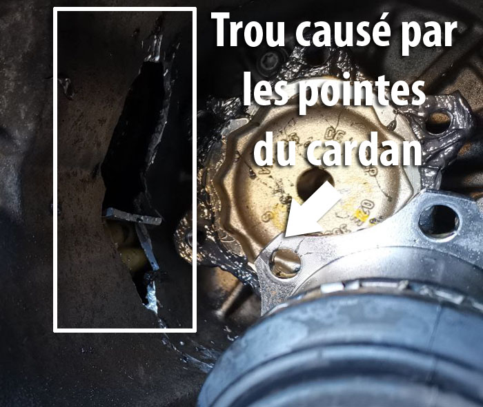 Trou dans boite de vitesse causé par un cardan Stark