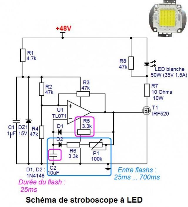 Schéma et réalisation stroboscope LED 50W Astuces Pratiques